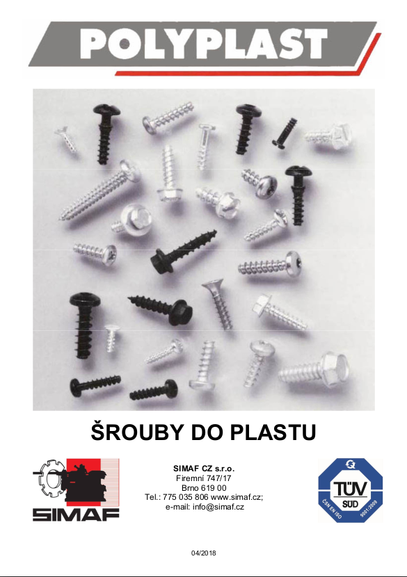 Katalog šroubů do plastu