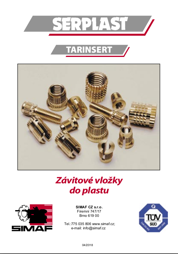 Katalog závitových vložek do plastu