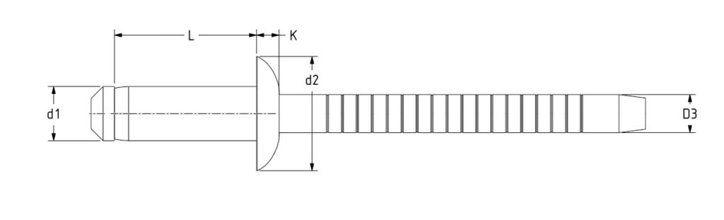 Trhací nýty základní rozměry